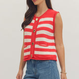 Red Cardi Stripe Tank
