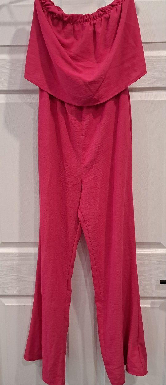 HOT PINK STRAPLESS JUMPSUIT