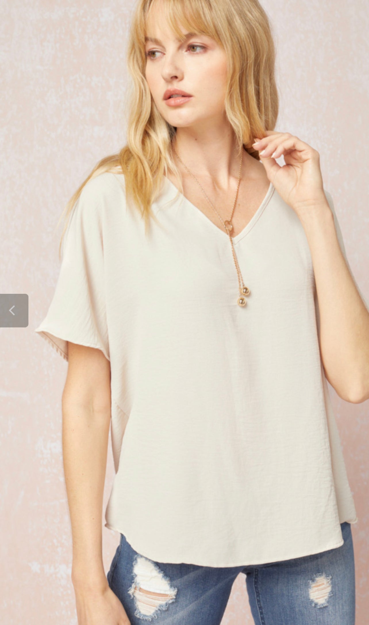 OATMEAL V NECK TOP