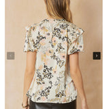 SATIN PRINT PUFF SLEEVE