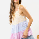 MULTI STRIPED TIERED TOP