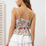 STRAIGHT NECK FLORAL TOP