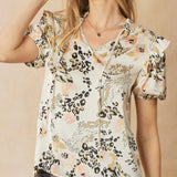 SATIN PRINT PUFF SLEEVE
