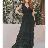 BLACK RUFFLE MAXI DRESS