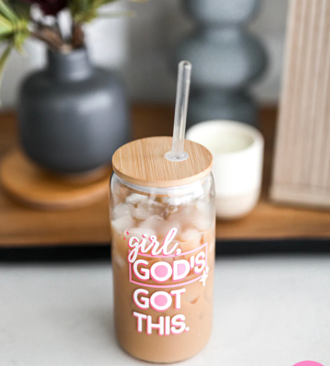 "GIRL GOD'S GOT THIS" ICED COFFEE TUMBLER