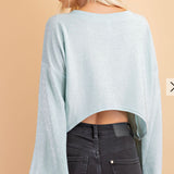 SAGE SCOOP NECK LUREX CROP TOP