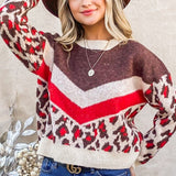 Red and Tan Leopard Sweater
