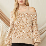 Leopard Open Shoulder Sweater