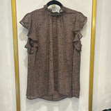 BROWN CHEETAH PRINT BLOUSE