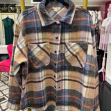 NAVY PLAID SHACKET