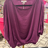 PLUM BATWING WOVEN PLEATED