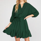 Sea Green Button Down Woven Dress