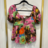 LARGE FLORAL PEPLUM TOP