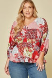 Patchwork 3/4 Sleeve Top