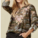 Camo Embroidered Blouse